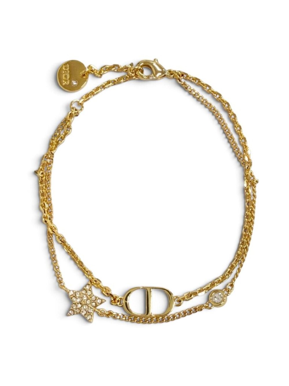 Dior Petit CD Double Bracelet Star Rhinestone Gold